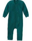 Disana knitted overall in pacific. Made of 100% organic soft merino wool.