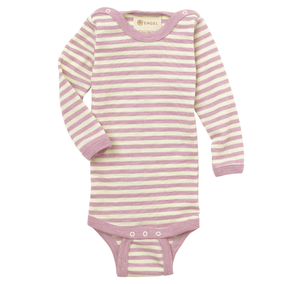 Engel 100% wool bodysuit in rose heather