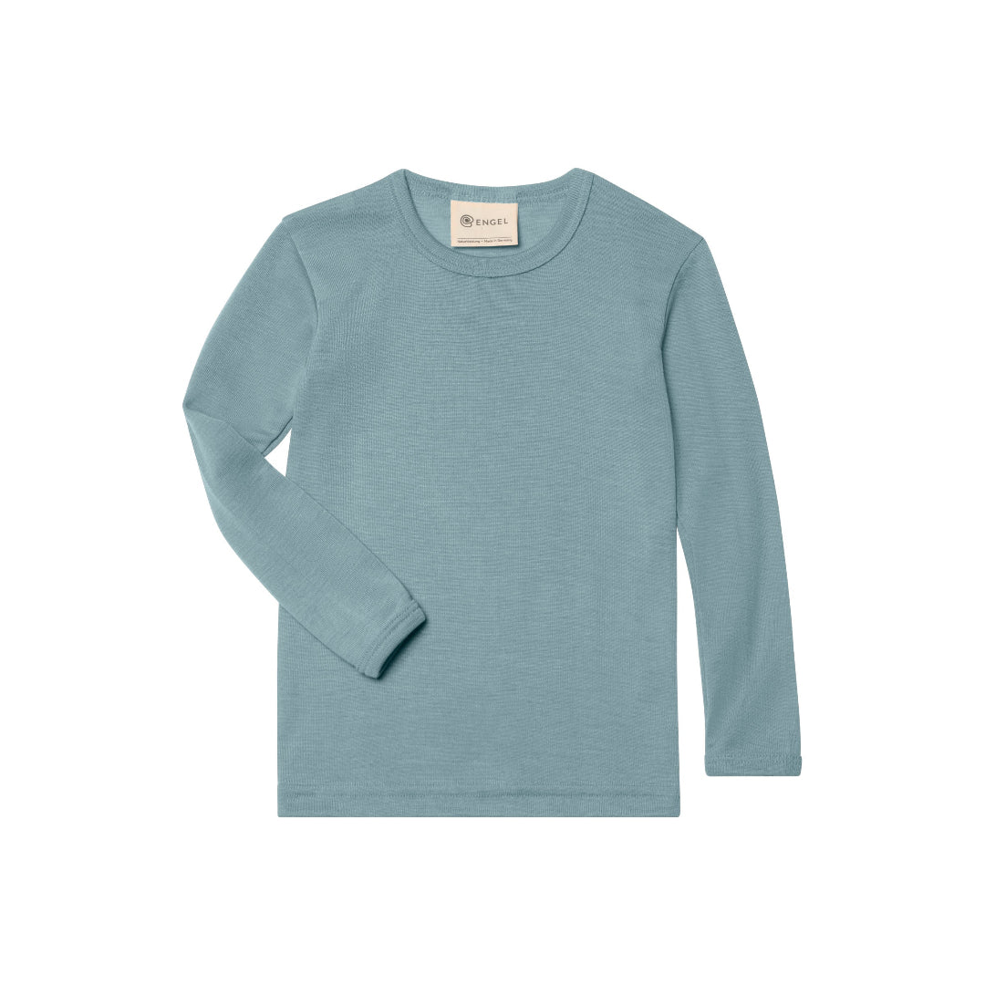 Engel long sleeve shirt in slate blue, made of a wool silk blend