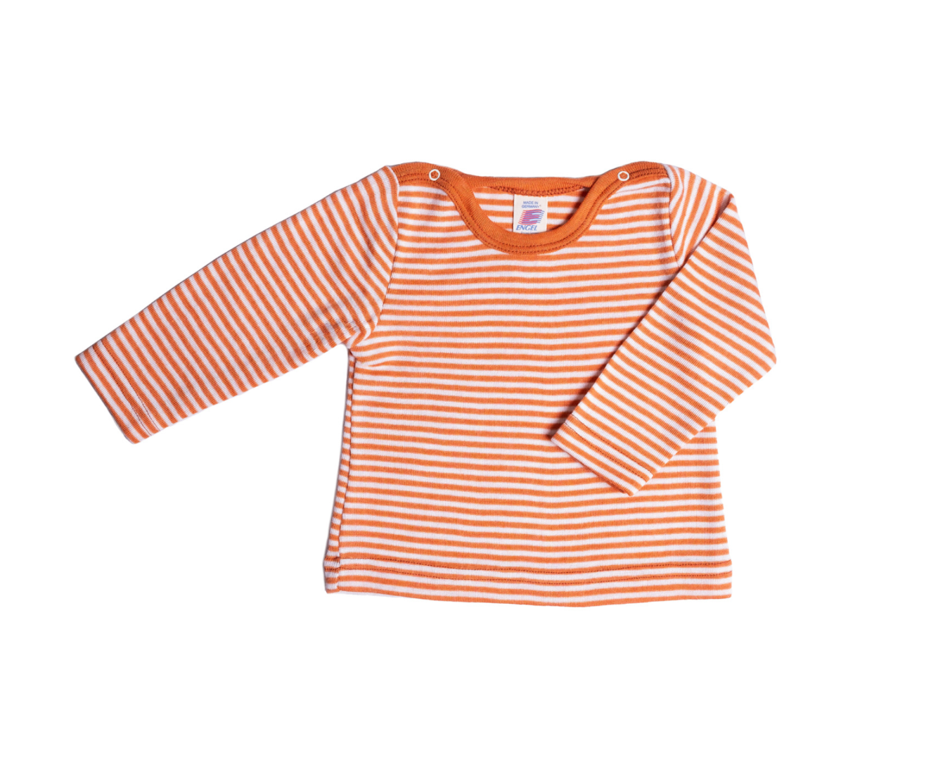 Engel striped wool-silk baby shirt in tangerine-natural