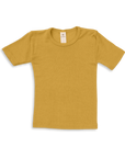 Engel wool silk short sleeve tee in saffron