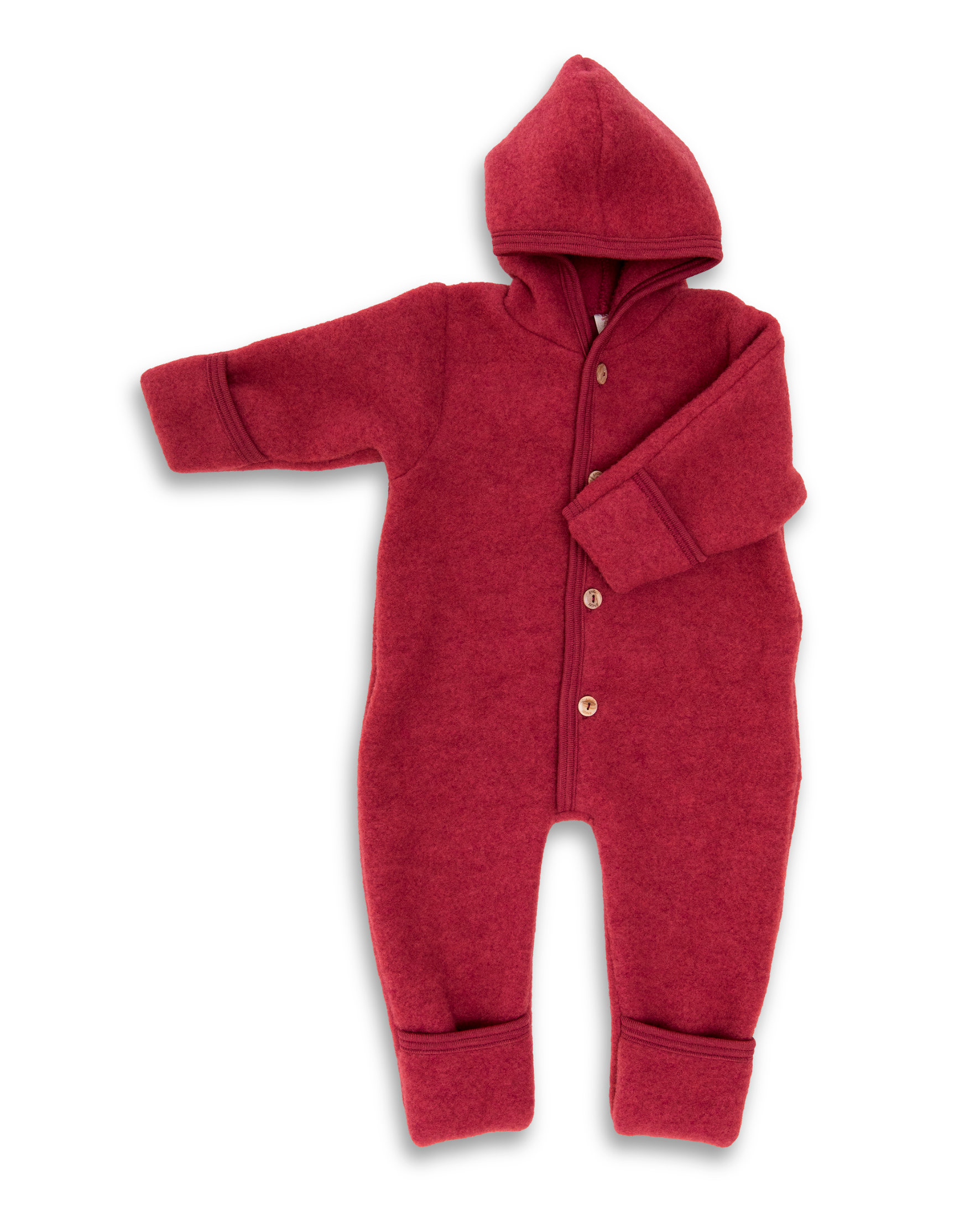 Hooded wool fleece overall in jasper melange