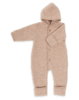 Hooded wool fleece overall in sand melange