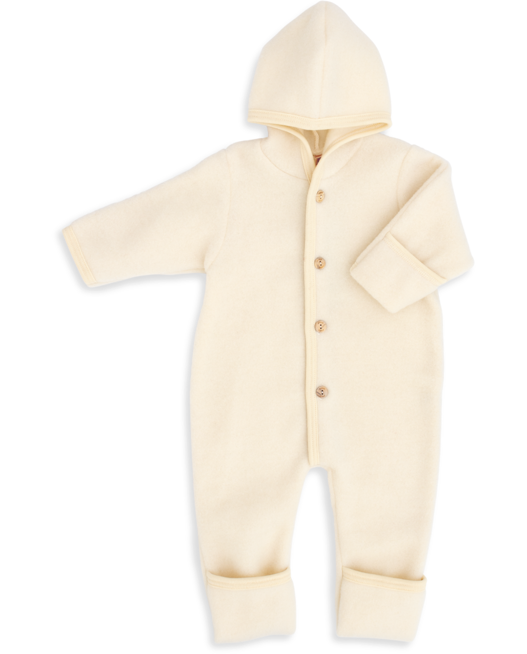 Engel hooded wool fleece baby bunting in natural