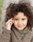 Lifestyle photo of the Engel kids wool jacket in walnut melange