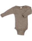 Engel long sleeved wool silk snap bodysuit in walnut