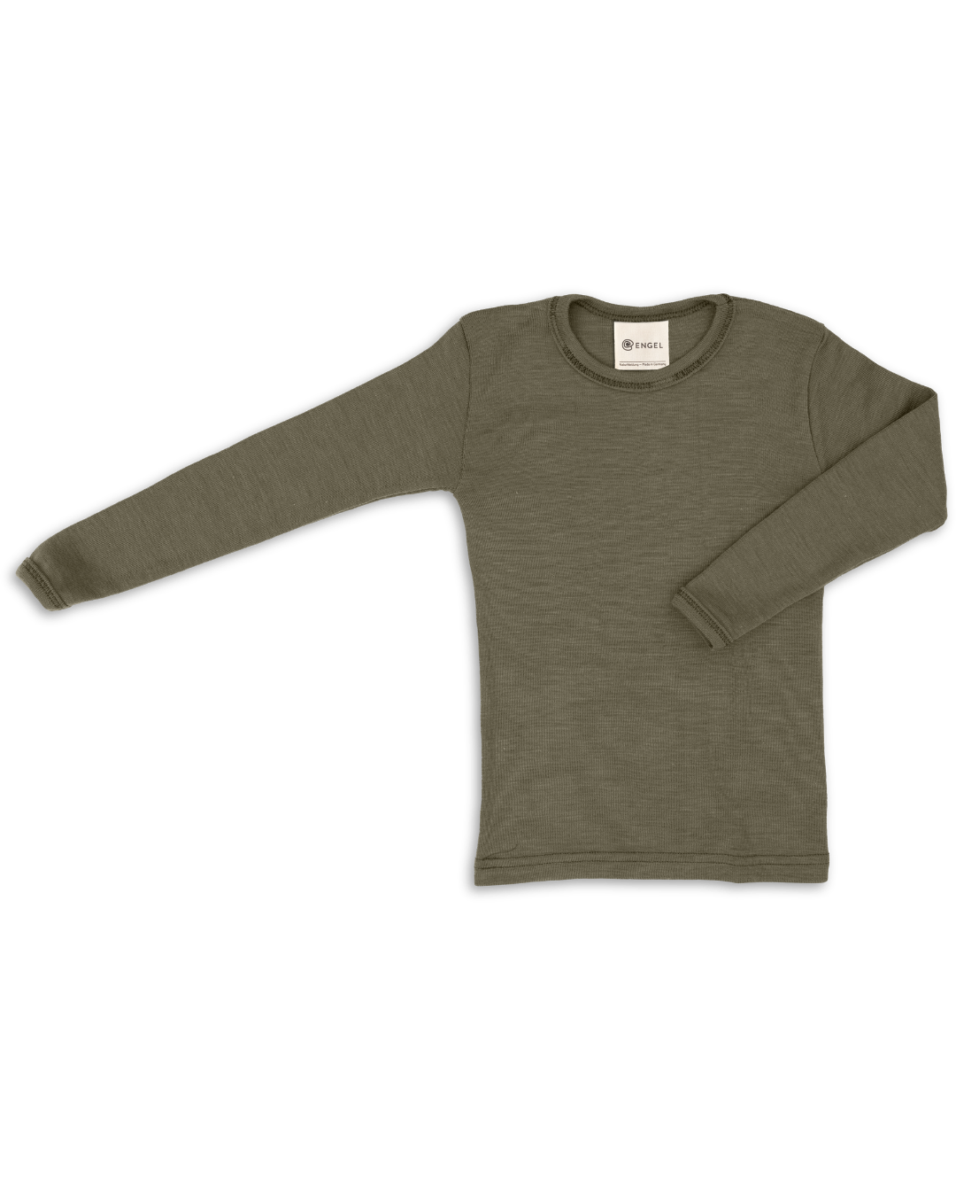 Engel long sleeve shirt in olive, made of a wool silk blend