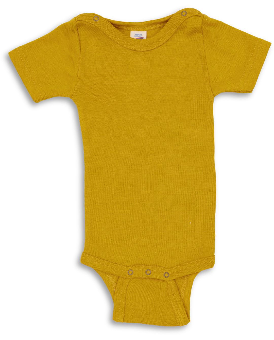 Engel short sleeved wool/silk bodysuit in saffron