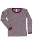 Engel wool-silk long sleeve thermal layer, in gray orchid stripe.