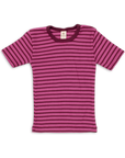 Engel striped tee made of a wool/silk blend in raspberry and orchid. 