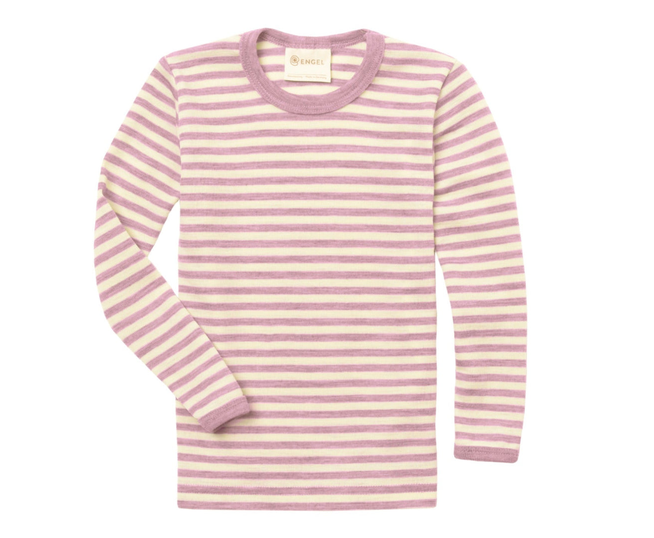 Engel kids thermal layer made of 100% wool in rose-natural stripe.