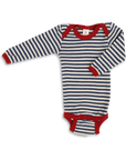 Engel long-sleeved bodysuit of 100% wool in blue and natural stripe