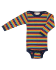 Long sleeve wool/silk retro stripe bodysuit