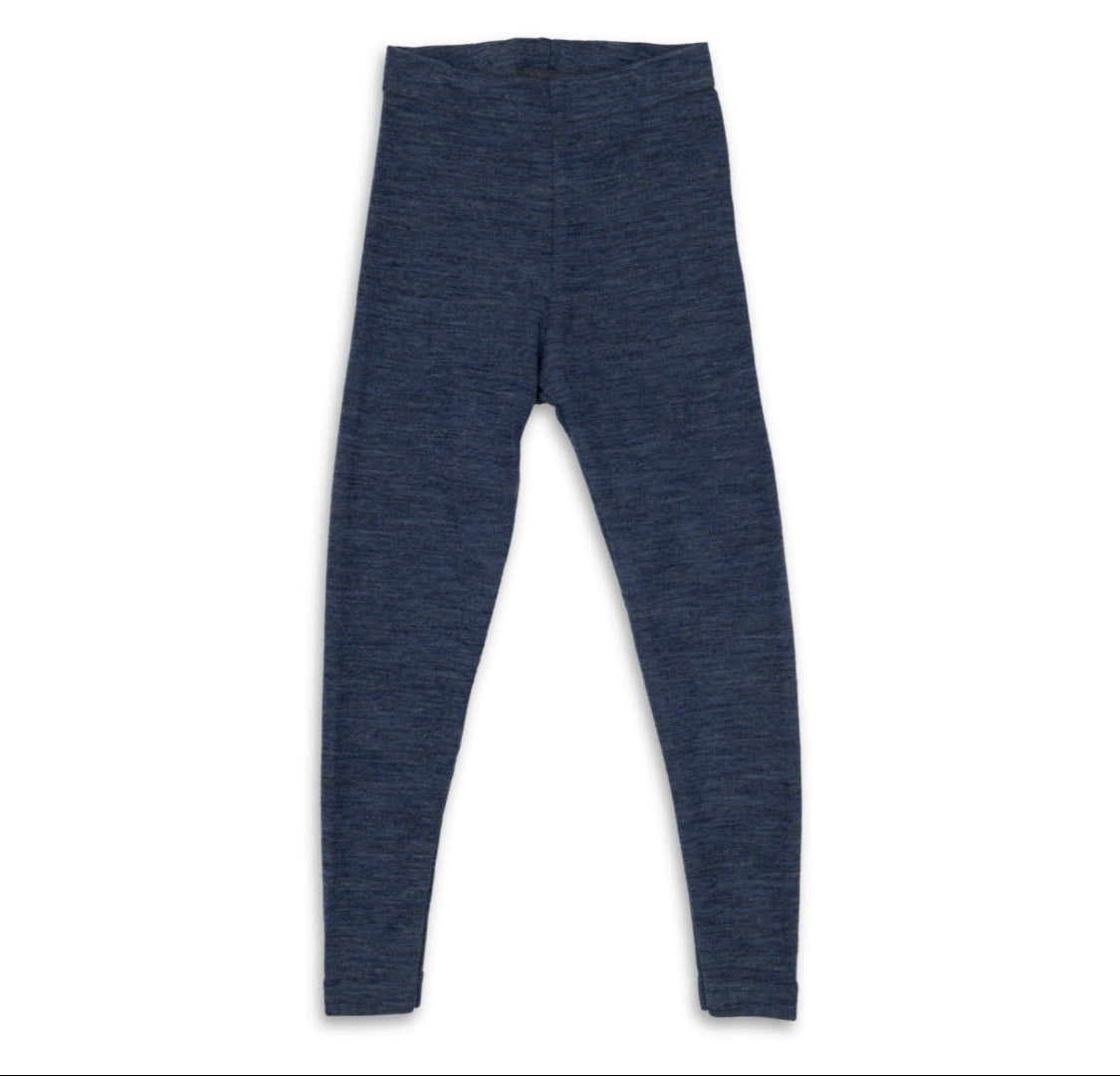 Engel children's 100% organic wool leggings in blue heather
