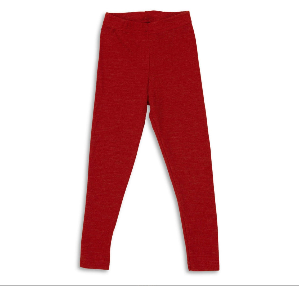 Engel children's 100% organic wool leggings in red heather
