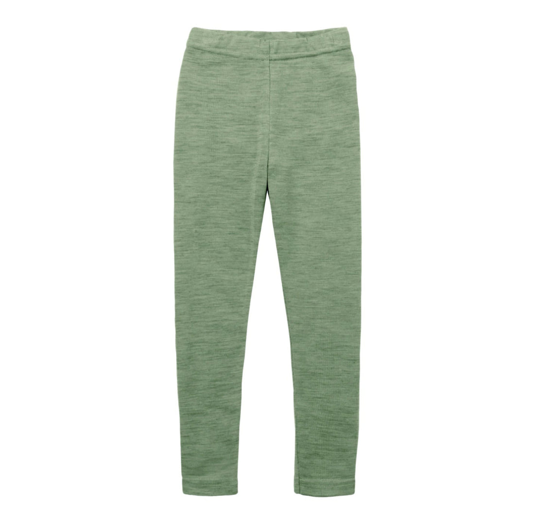 Engel children's 100% organic wool leggings in sage heather