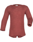 Engel long sleeved wool silk snap bodysuit in copper