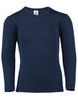 Engel long sleeve shirt navy blue, made of a wool silk blend 