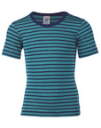 Engel striped tee made of a wool/silk blend in ice blue and navy. 