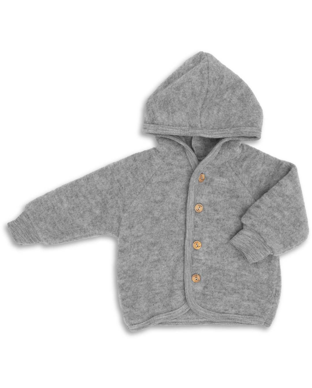 Engel hooded wool fleece jacket in gray melange.