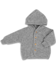 Engel hooded wool fleece jacket in gray melange.