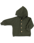 Engel hooded wool fleece jacket in reed melange.