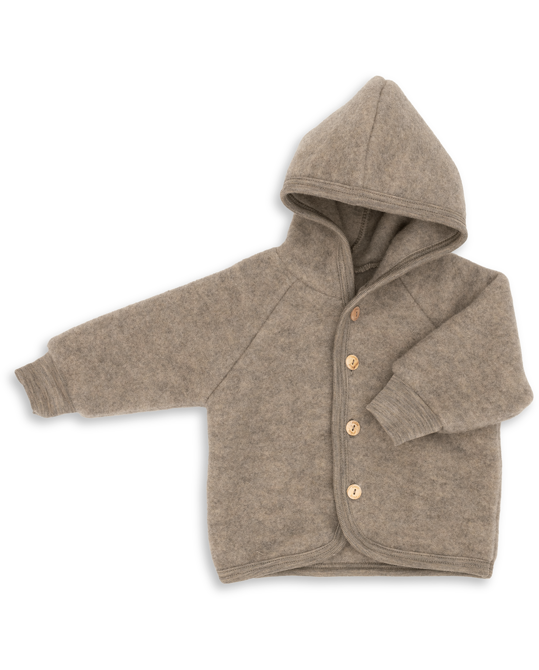 Engel hooded fleece jacket in walnut melange.