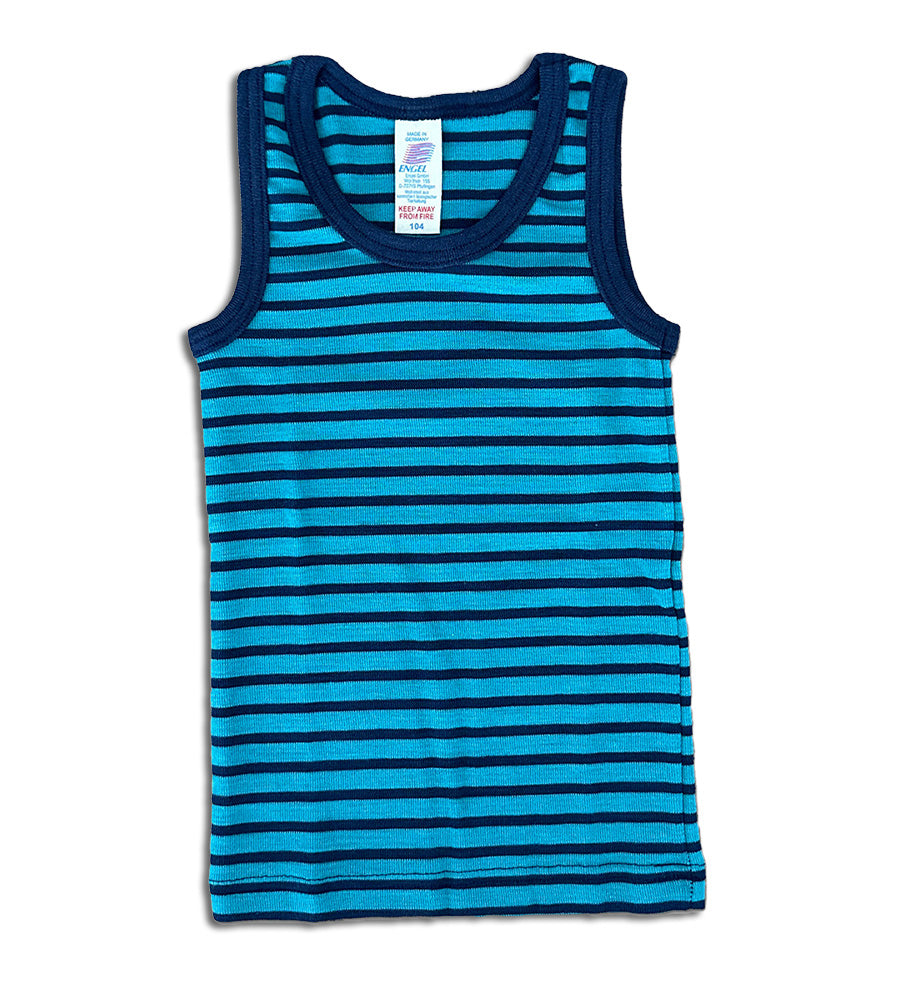 Engel striped tank in navy-teal made of a wool silk blend