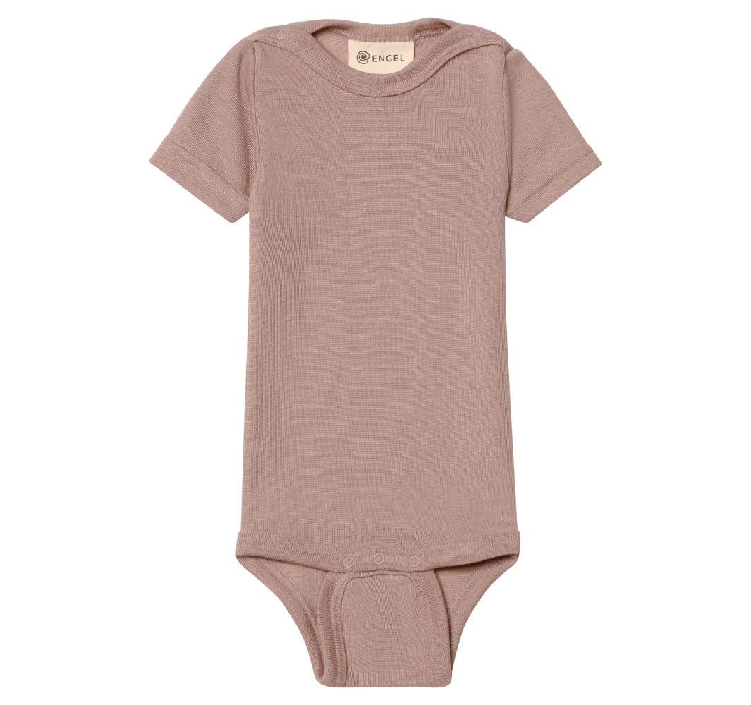 Engel short sleeve bodysuit in dusty rose
