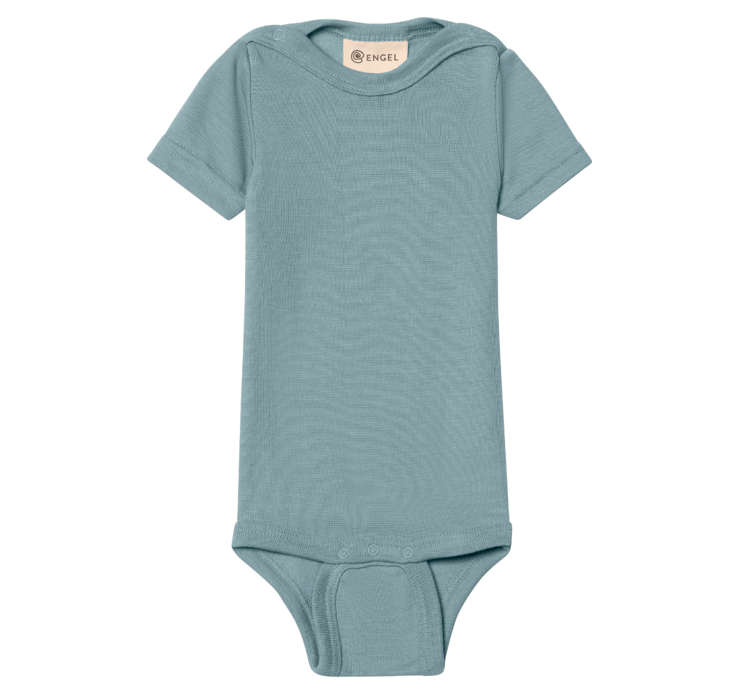 Engel short sleeve bodysuit in slate blue
