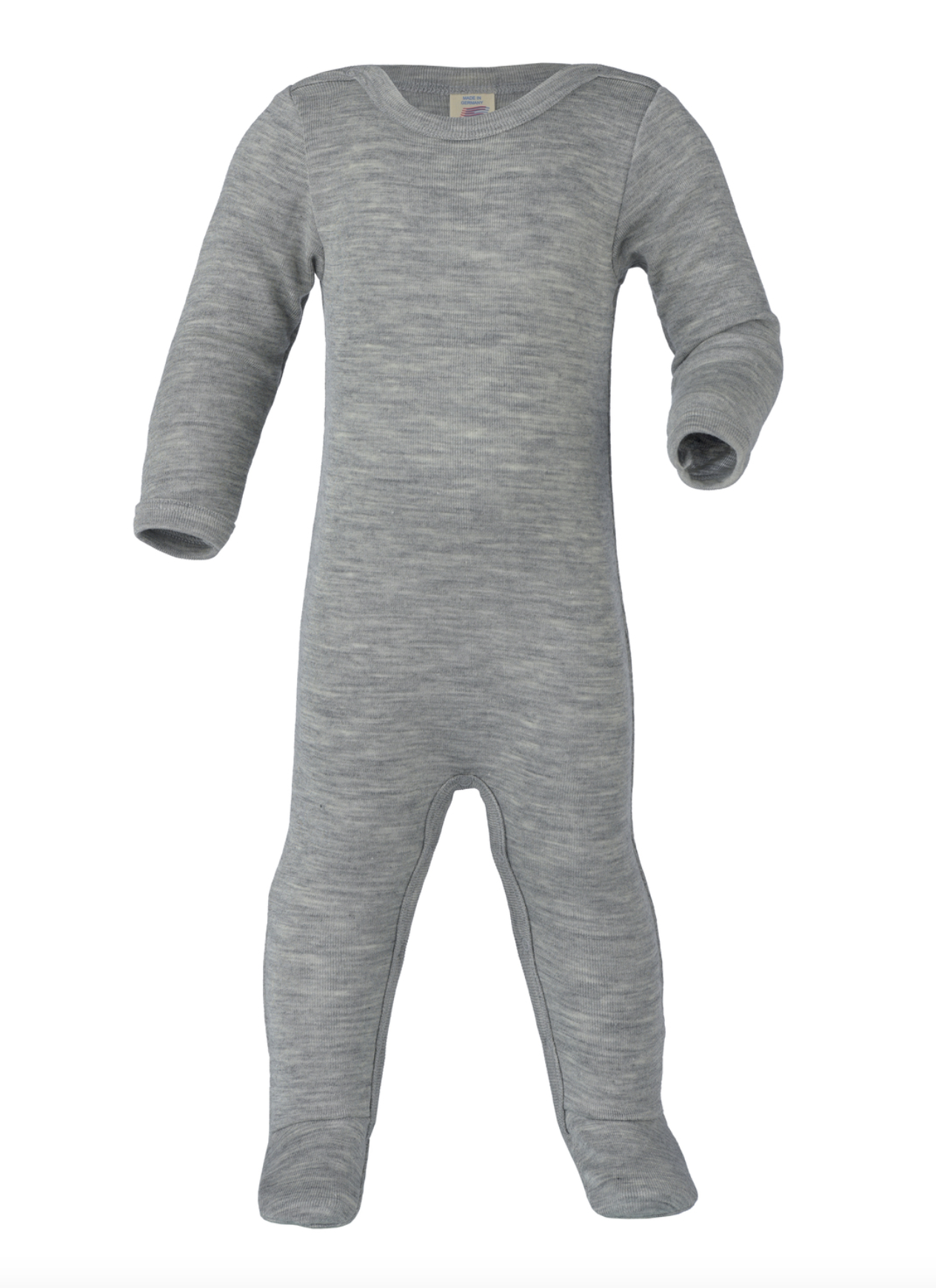 Engel wool and silk footed sleep overall with snaps in gray