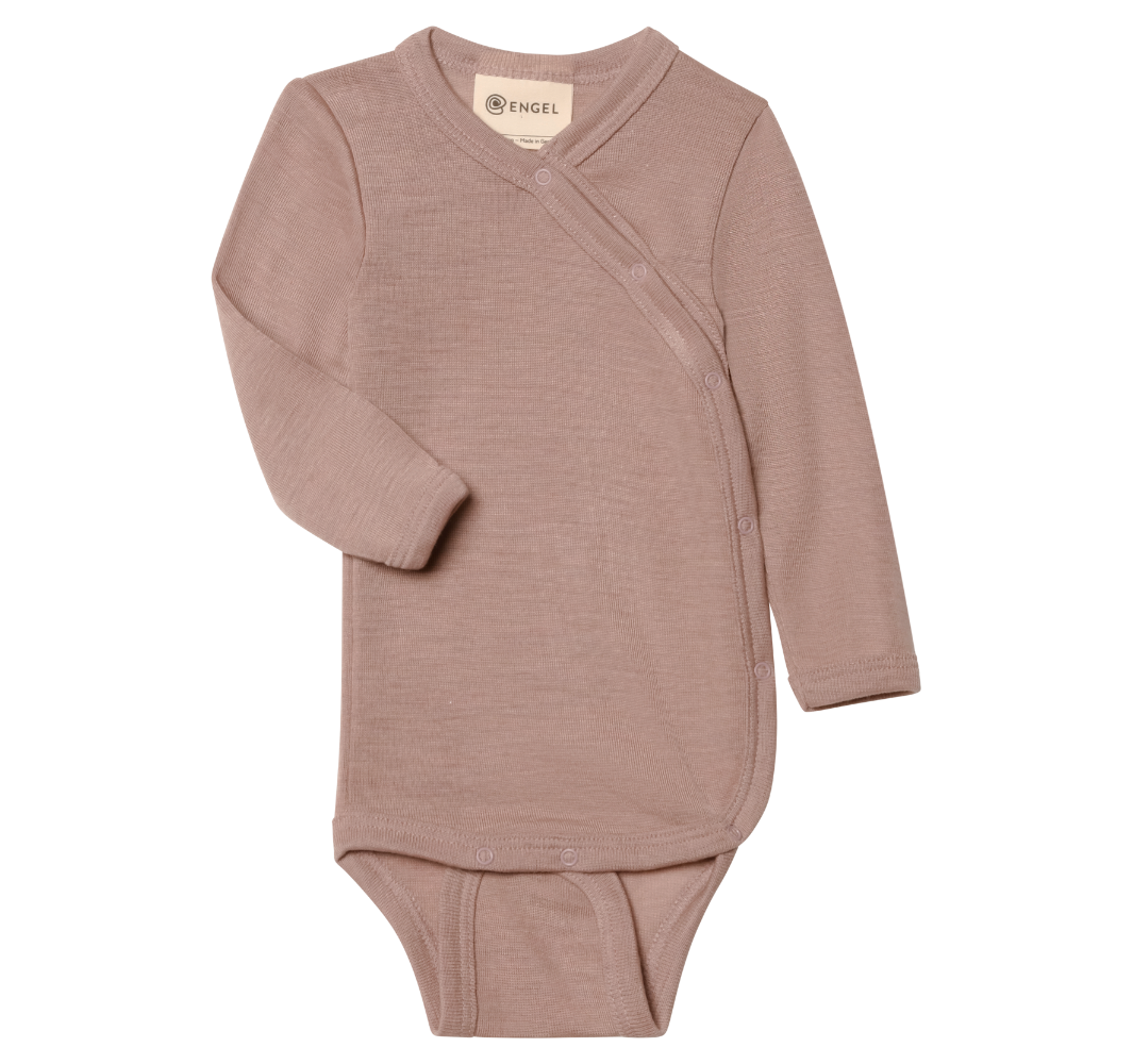 Engel wool silk kimono bodysuit in dusty rose