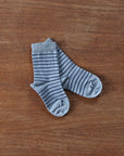 Grodo lightweight wool-cotton socks in gray-navy stripe