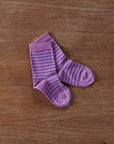 Grodo lightweight wool-cotton socks in purple-navy stripe