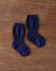 Grodo fine knit wool baby socks in navy