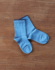 Grodo wool cotton kids socks in blue with a navy trim