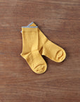 Grodo wool cotton kids socks in mustard with a gray trim
