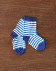 Grodo organic cotton stripe socks in blue-teal