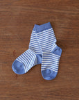 Grodo Organic Cotton thin stripe kids socks in denim-natural
