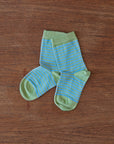 Grodo Organic Cotton thin stripe kids socks in kiwi-turquoise