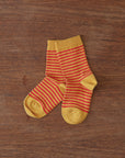 Grodo Organic Cotton thin stripe kids socks in mustard-cayenne