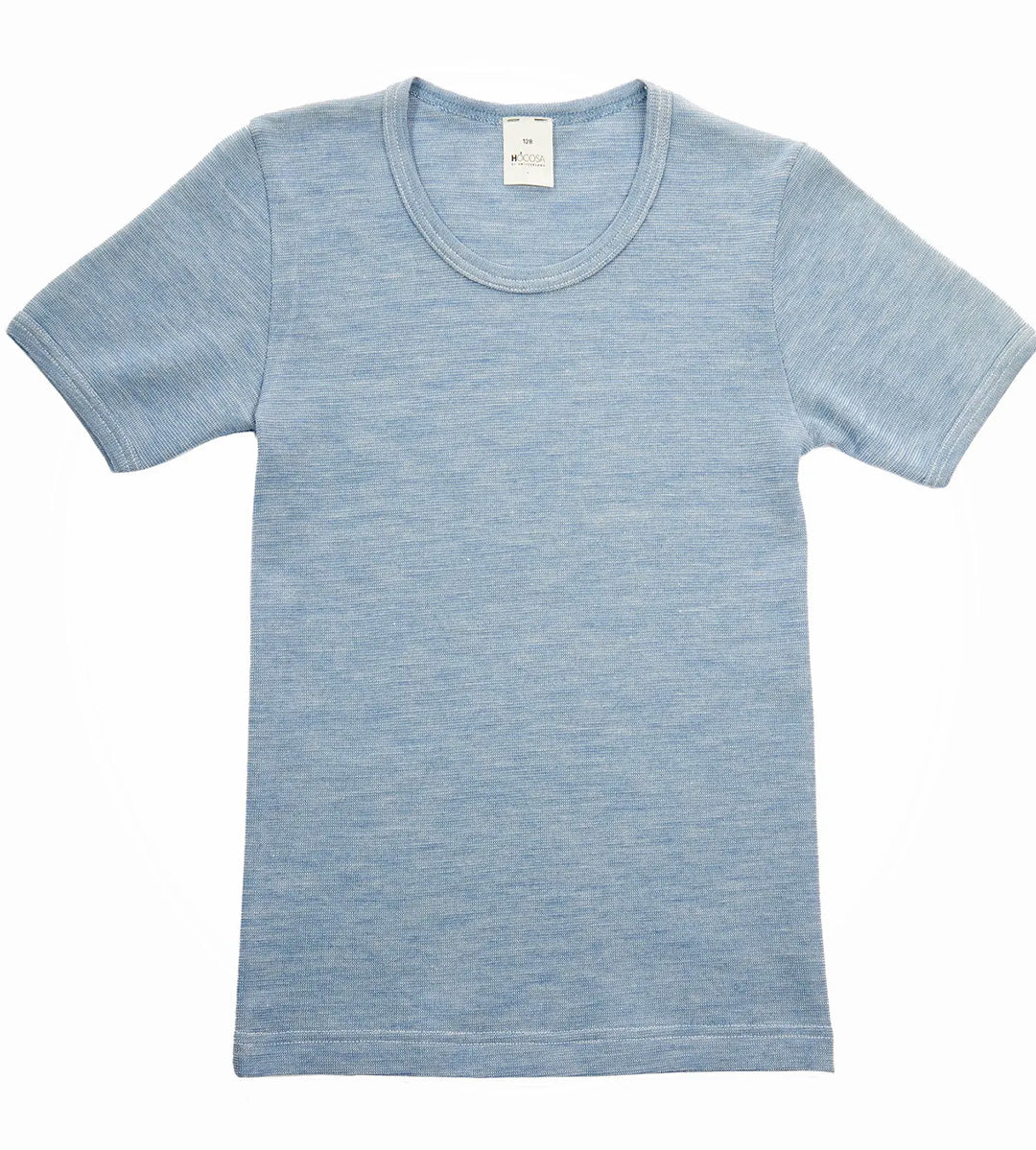 Hocosa wool-silk kids t-shirt in blue heather