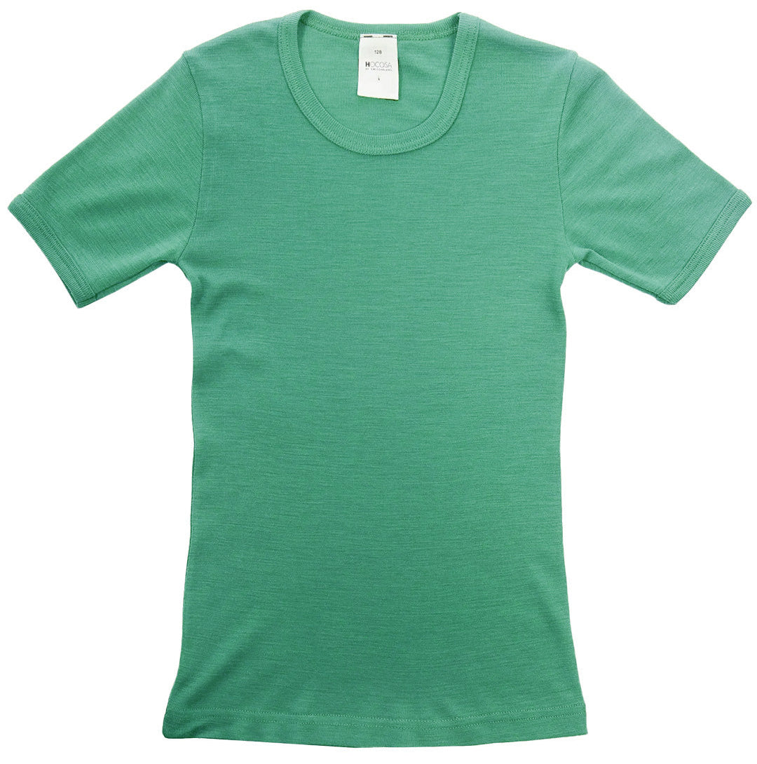 Hocosa organic wool silk t-shirt in sea foam
