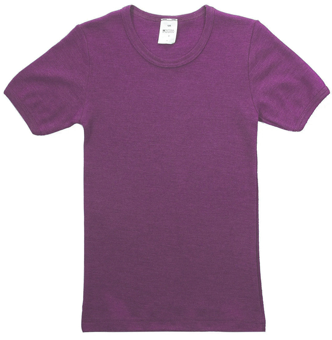 Hocosa organic wool and silk t-shirt in violet