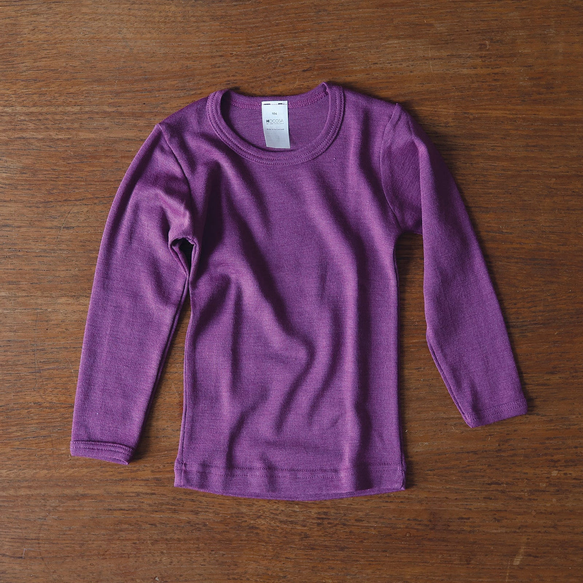 Hocosa wool/silk children's shirt in violet