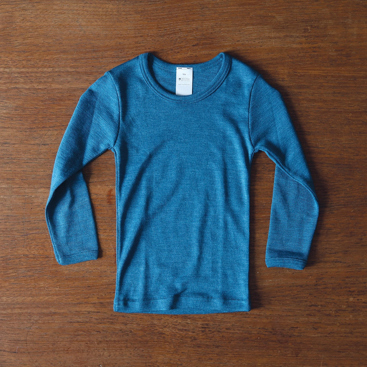 Hocosa wool/silk children's shirt in teal