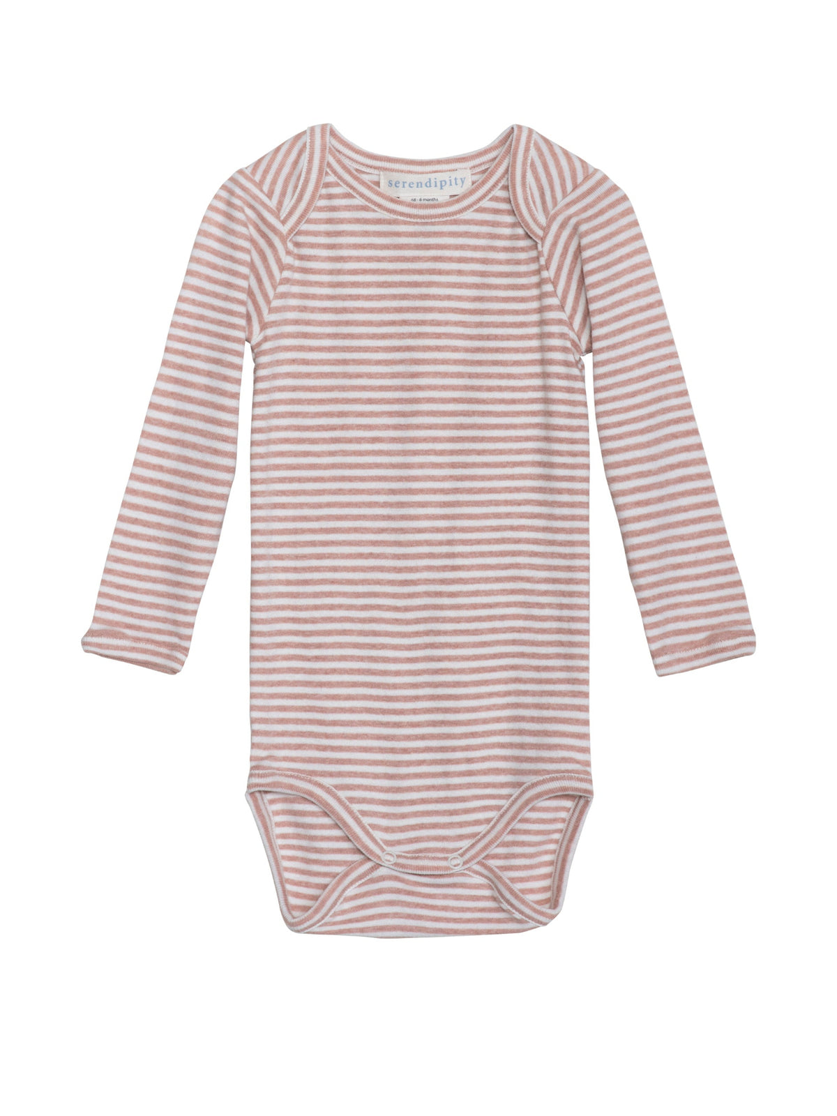 Serendipity organic cotton long sleeved clay stripe body suit