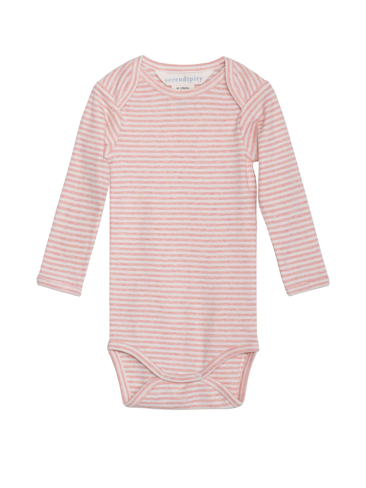 Serendipity organic cotton long sleeved coral stripe body suit