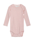 Serendipity organic cotton long sleeved coral stripe body suit