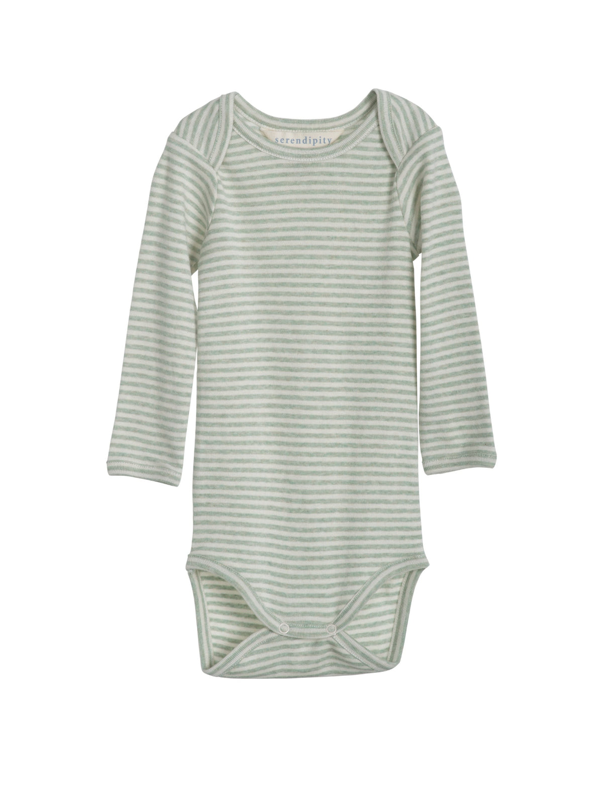 Serendipity organic cotton long sleeved jade stripe body suit